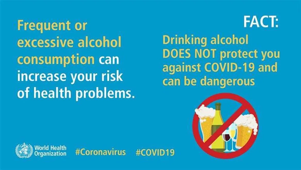 Fact: Drinking alcohol DOES NOT protect you against COVID-19 and can be dangerous [infographic]